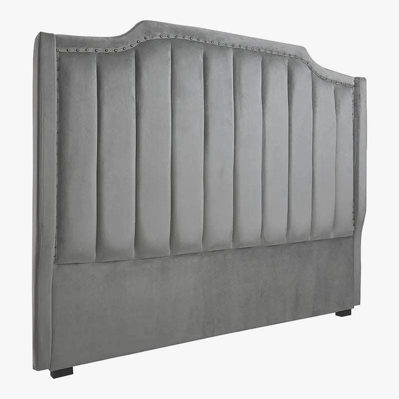 Cabecero de cama de terciopelo gris clásico