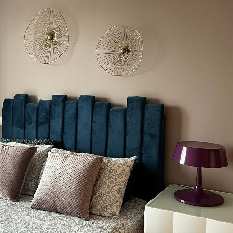 KENIA blauw fluwelen bedhoofdeinde 160