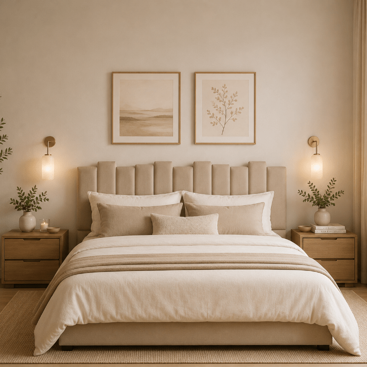 Cabecero de cama 160 terciopelo beige Kenya - Vintahome