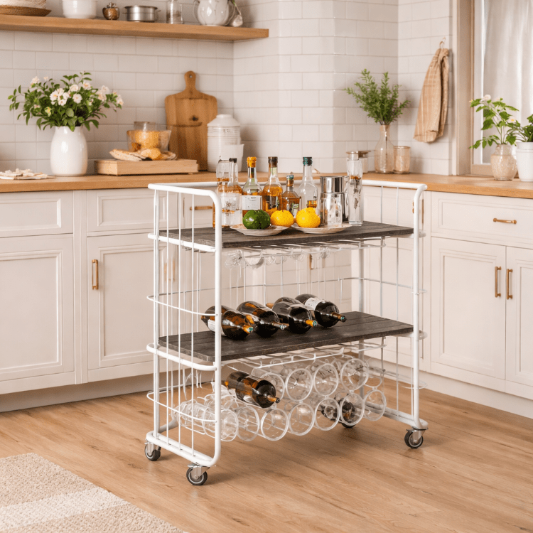 Carro estantería botellero blanca vintage luxu - Vintahome