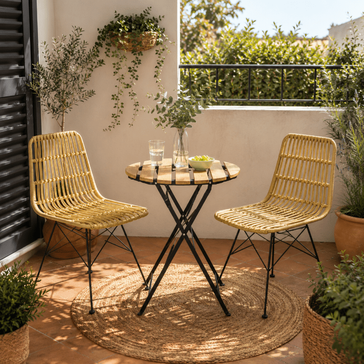 Conjunto de jardín Talsi con mesa redonda plegable y 2 sillas - Vintahome