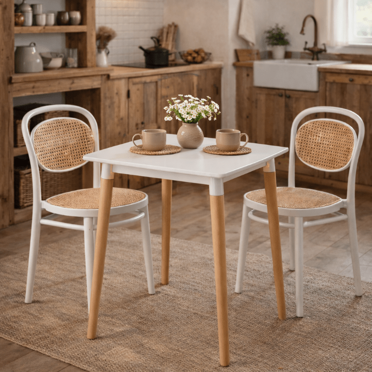 Conjunto de mesa quadrada 70x70 cm com 2 cadeiras Klara - Vintahome