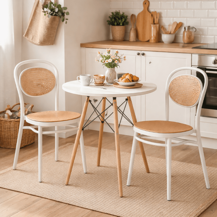 Conjunto de mesa redonda 70 - 80 cm com 2 cadeiras Klara - Vintahome