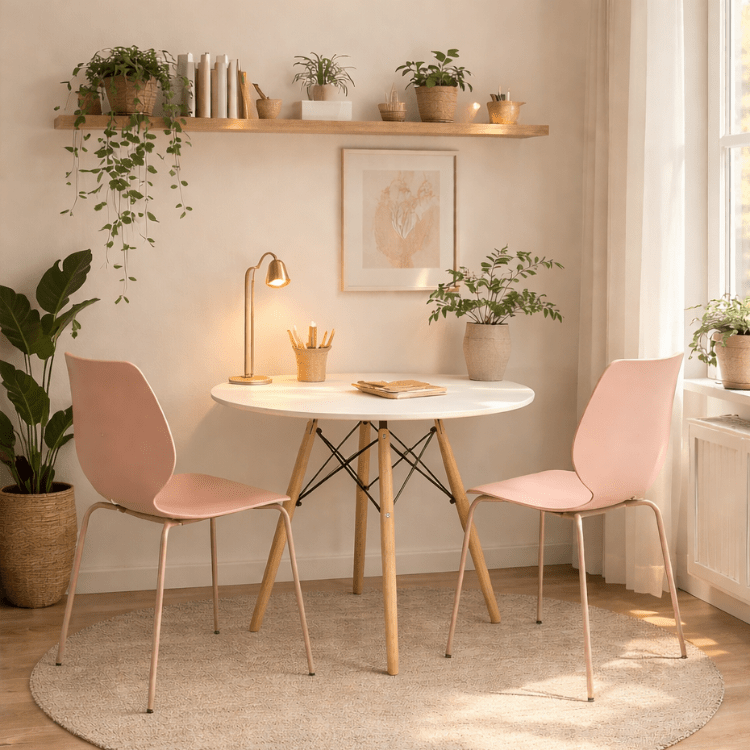 Conjunto de mesa redonda de 70 cm com 2 cadeiras Molly - Vintahome