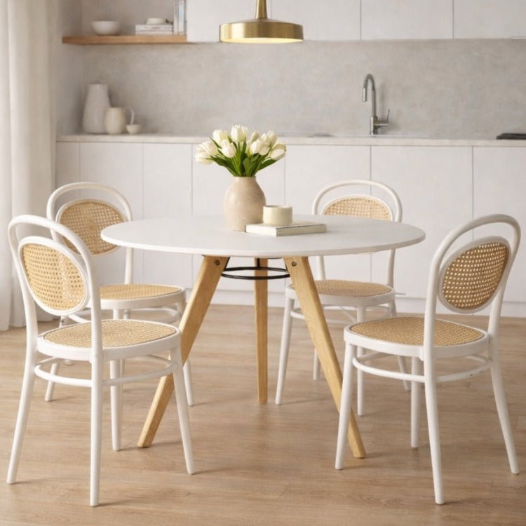 Conjunto de mesa redonda de 90 cm com 4 cadeiras Klara - Vintahome
