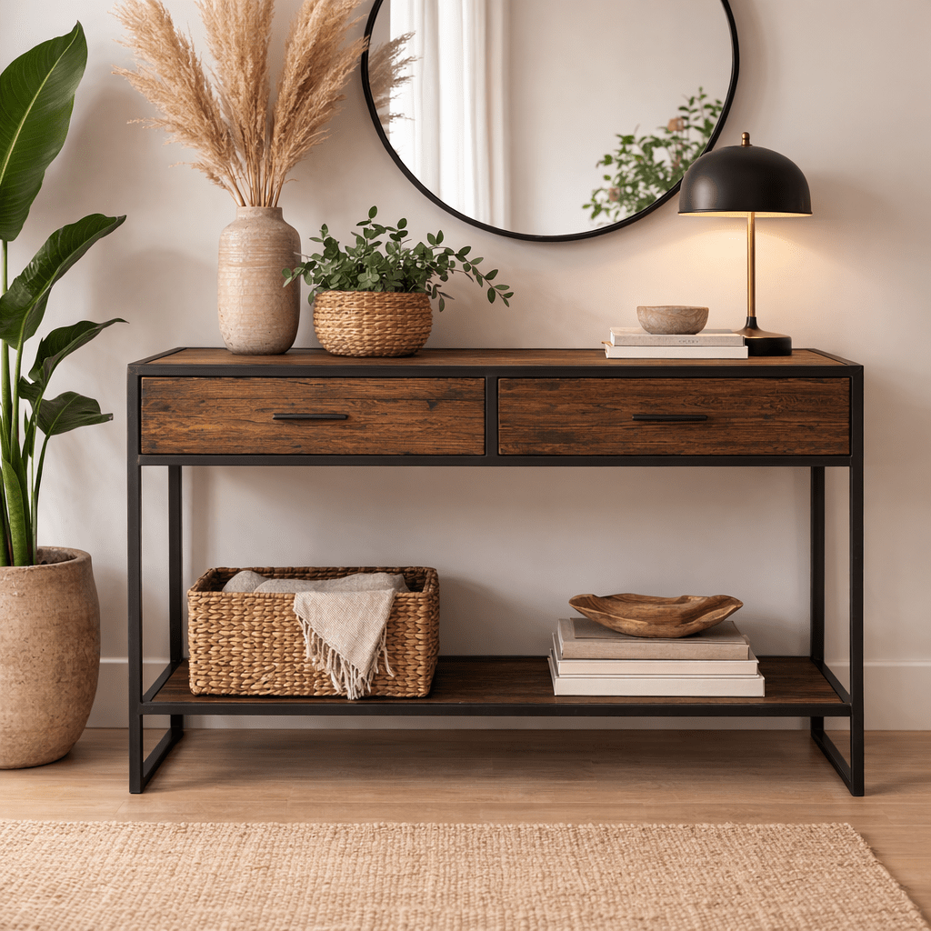 Consola Industrial de Madera de Mango Ulises - Vintahome