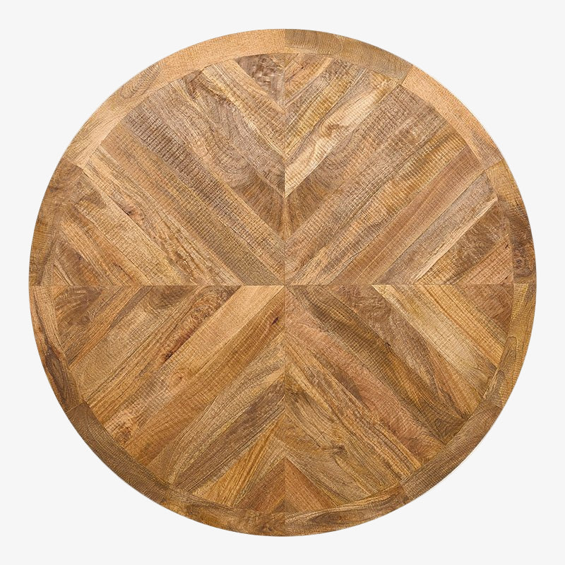 Mesa de jantar redonda estilo industrial em madeira de mangueira Palco 140 - Vintahome