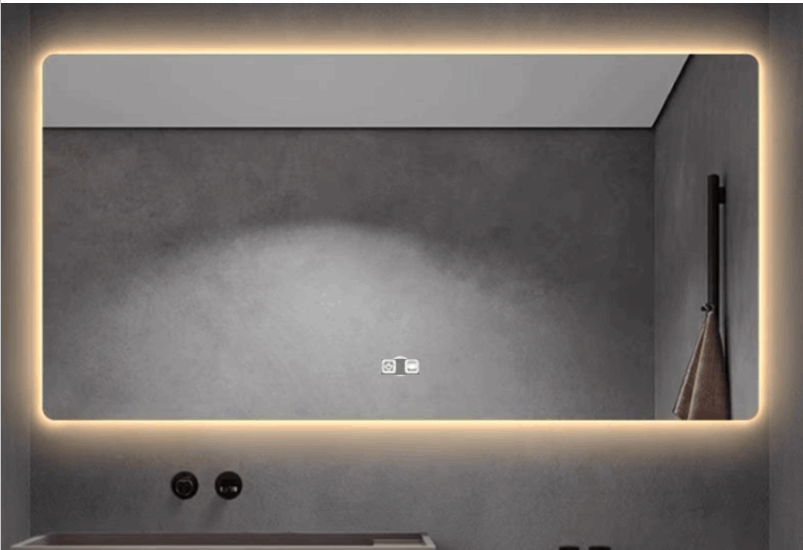 Espejo de baño con luz led rectangular 3 colores luz antivaho 120-100