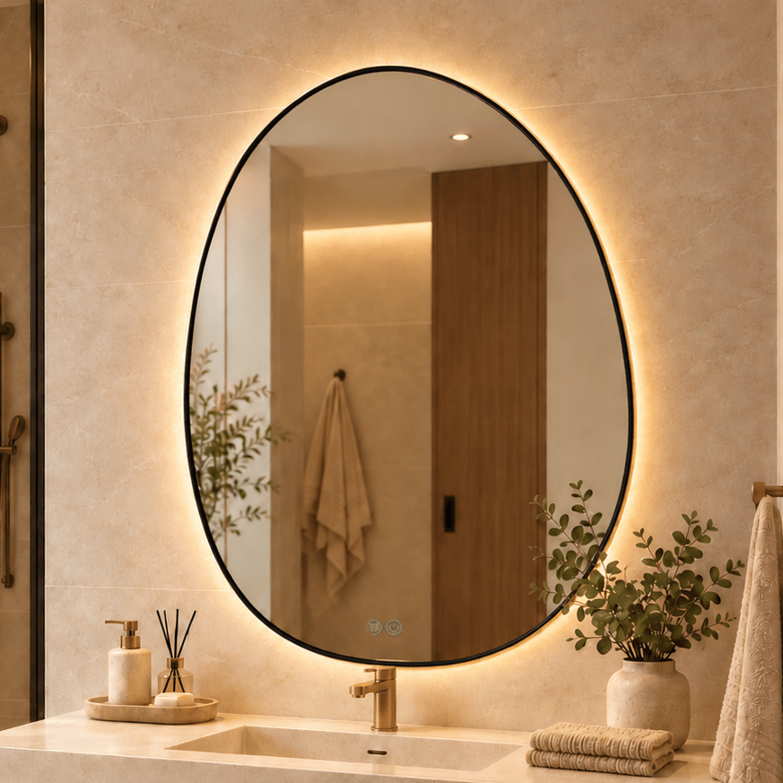 Espejo de baño Led Aurel orgánico Irregular 100 × 80 cm con antivaho - Vintahome