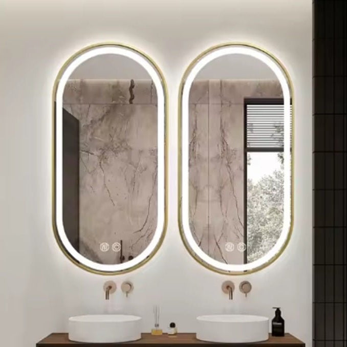 Miroir de salle de bain ovale antibuée à LED 100x60