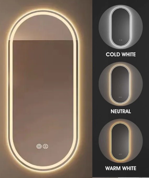 Espejo de baño ovalado de led antivaho 100x60