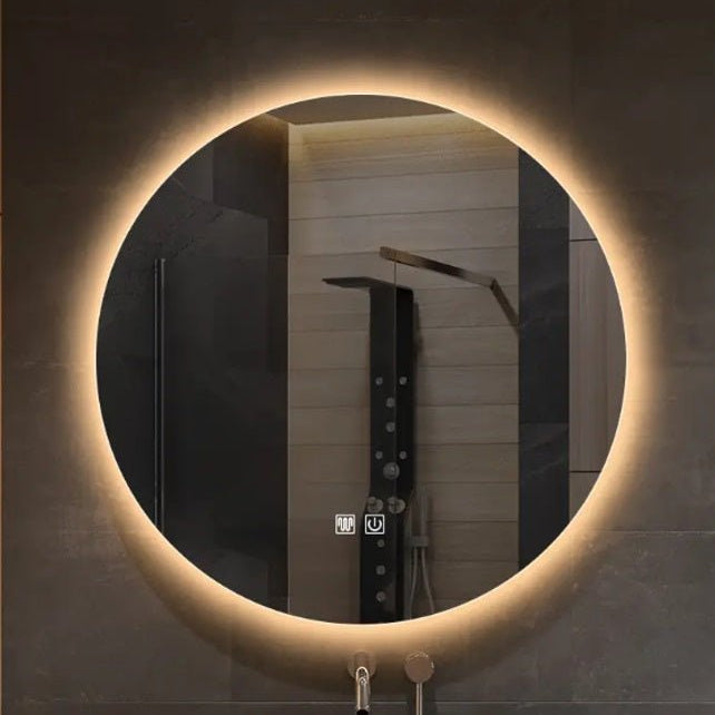 Miroir de salle de bain circulaire à LED avec 3 couleurs de lumière et antibuée 80