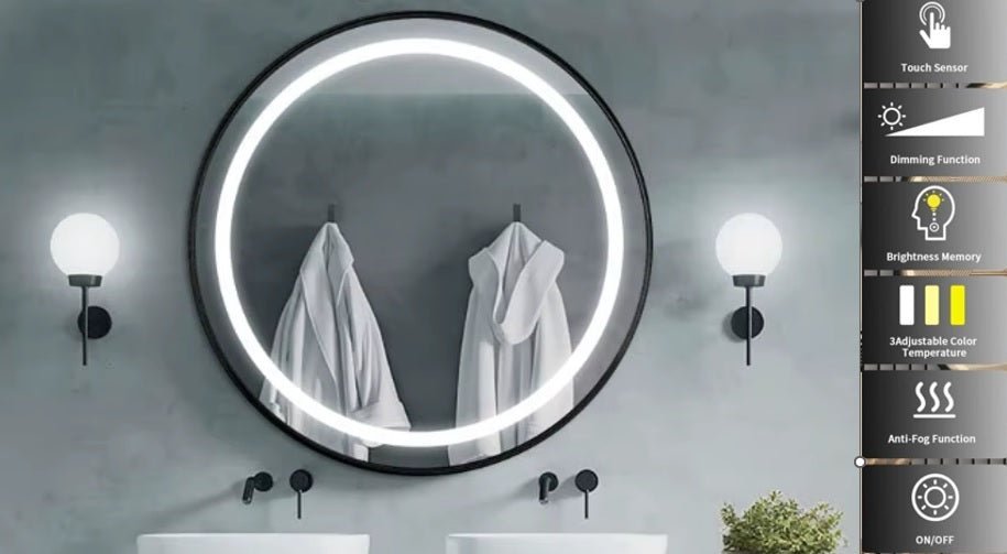 Espejo led baño con marco circular de pared antivaho 60 - 80 cm - Vintahome