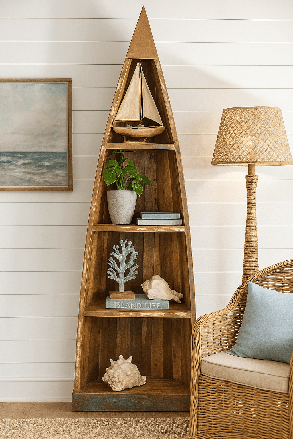 Estantería barca de madera de mango Bally - Vintahome