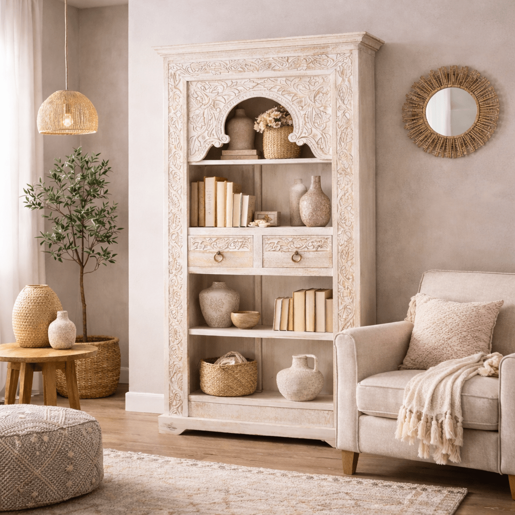 Estantería tallada madera de mango Ulises - Vintahome