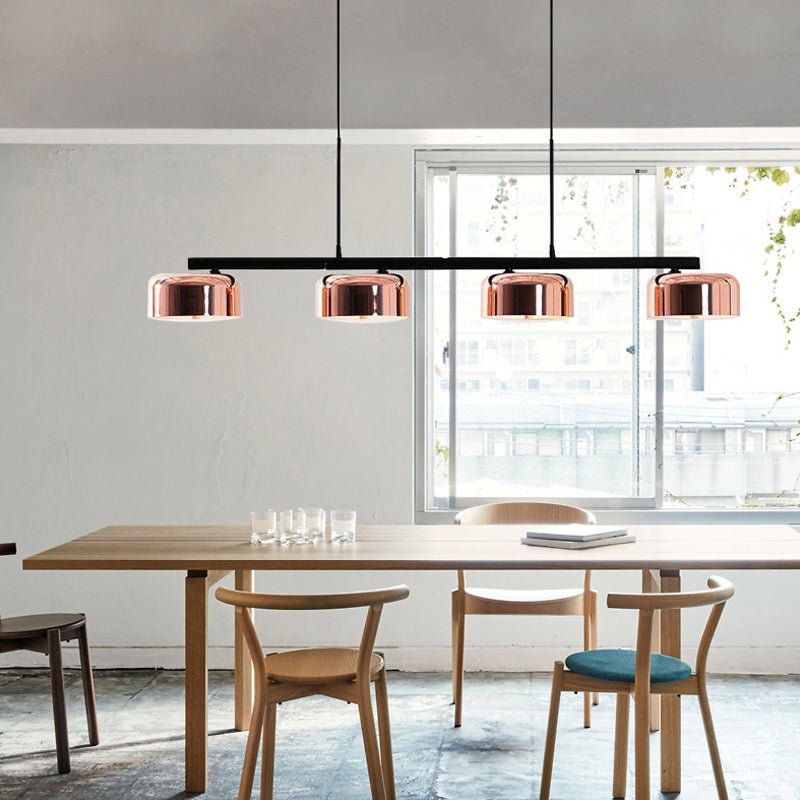 Plafondlamp 4 zwarte stalen armen met alcudia metalen diffusers