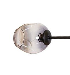 Candeeiro de teto 7 braços em aço preto e lustre de vidro cinza