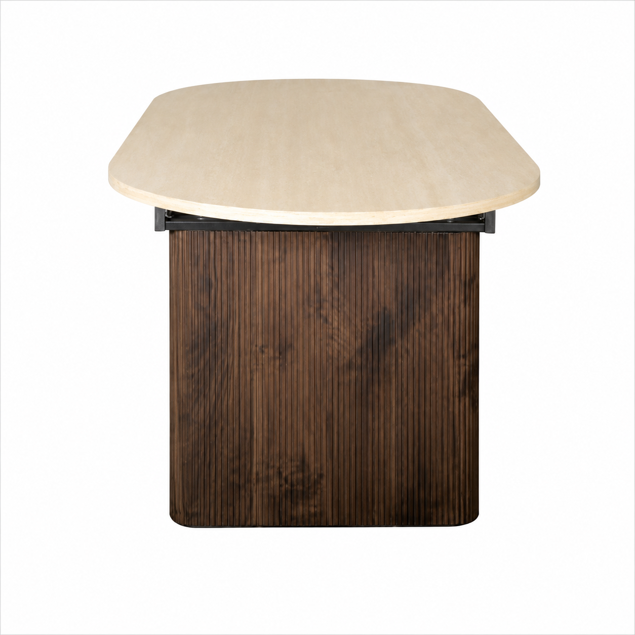 Mesa de comedor extensible ovalada Travertino-nogal 180-230 cms