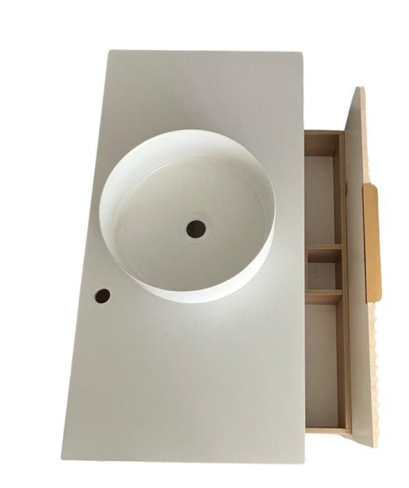 Badkamermeubel met 1 lade en wastafel en LED-spiegel Mavi 100 - Vintahome