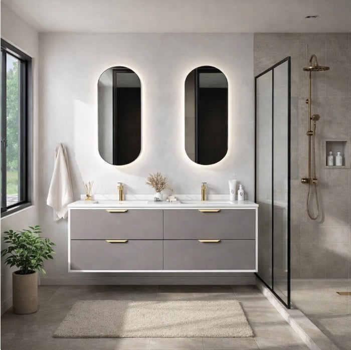 Badkamer meubels 2 wastafels en 2 spiegels LED -wolk 120