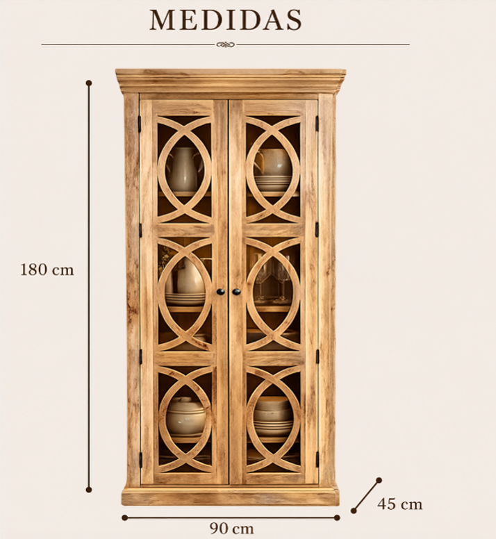 Alacena vitrina Mangoa madera maciza de mango 180x90 cm