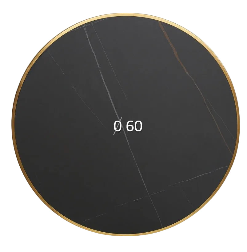 Plateau de table mange-debout rond vintage avec anneau doré D60-70