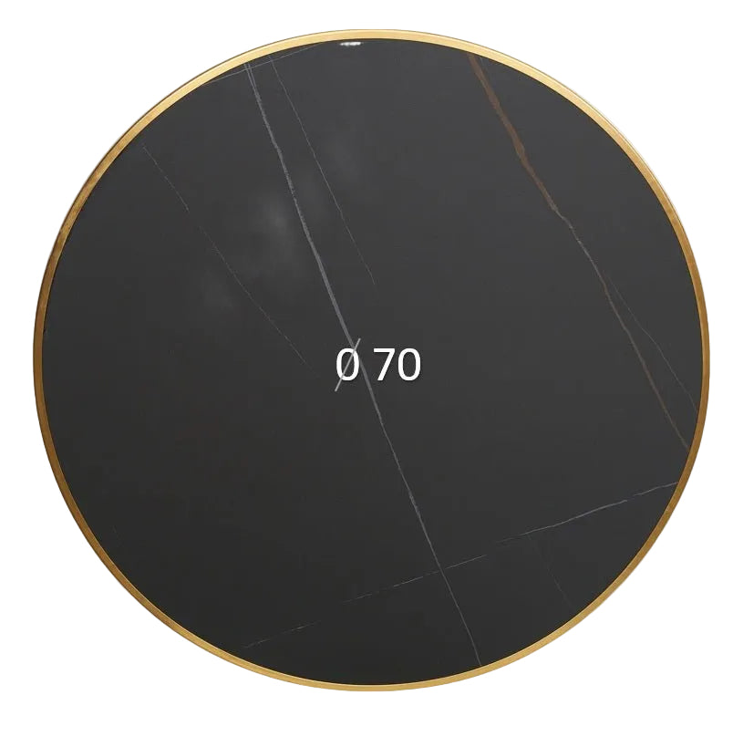 Plateau de table mange-debout rond vintage avec anneau doré D60-70