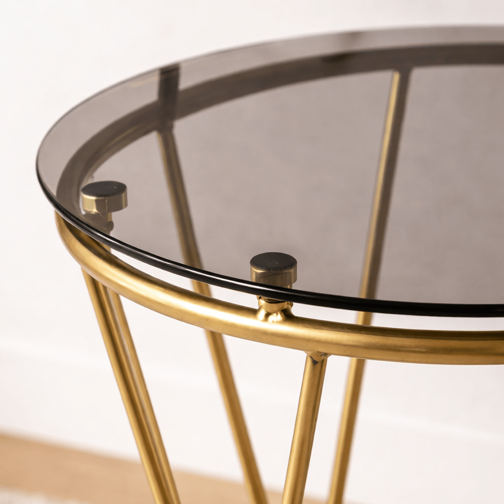 Beistelltisch Thiago aus Glas und goldenem Stahl 40x60 - Vintahome