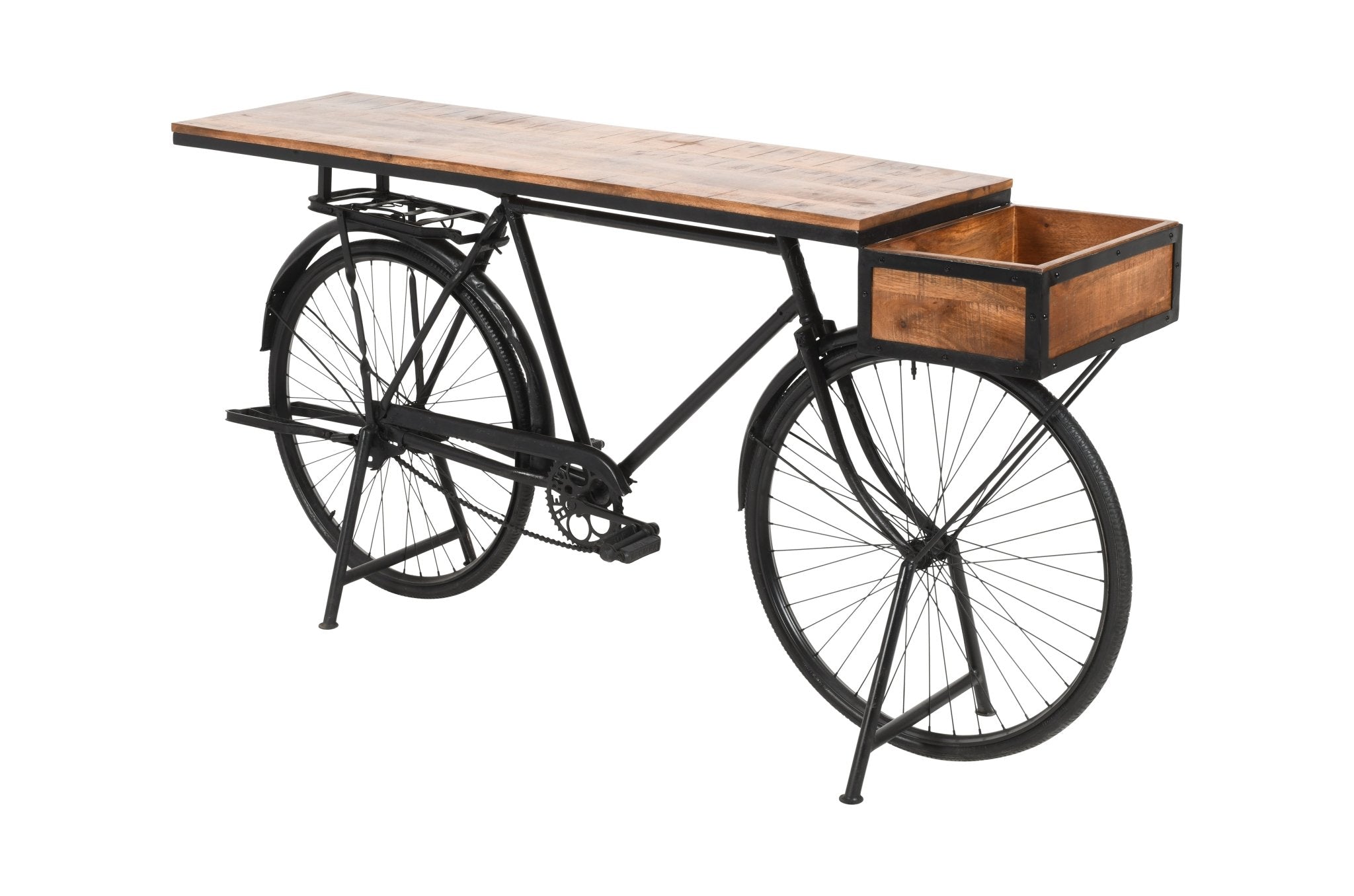 Console Industrial de Mesa para Bicicleta Vintage em Madeira e Metal - Vintahome