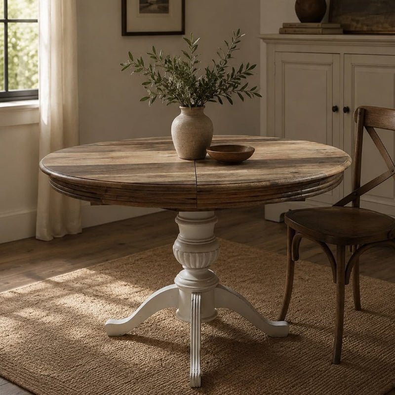 Mesa comedor redonda y extensible madera 120-180 cms Sharen - Vintahome