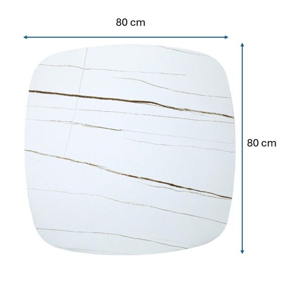 Table de bar en acier blanc et pierre frittée 70-80 cm Aranda