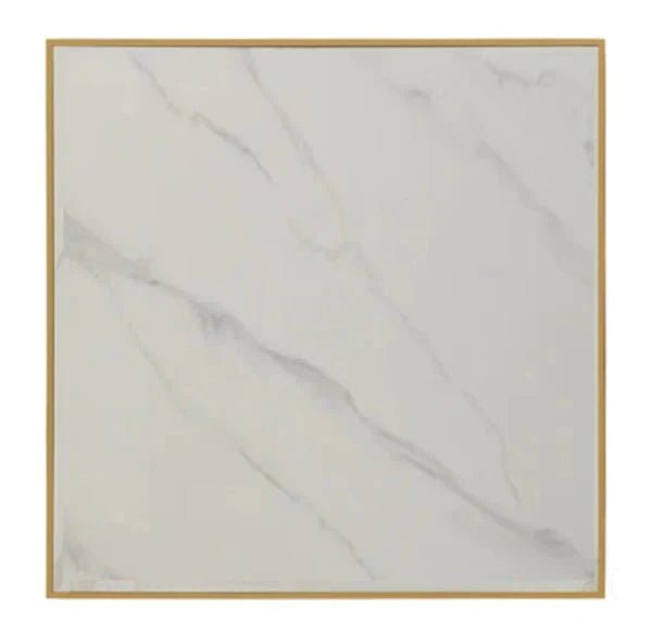 Mesa de bar alta piedra sinterizada con borde dorado 70x70 - Vintahome