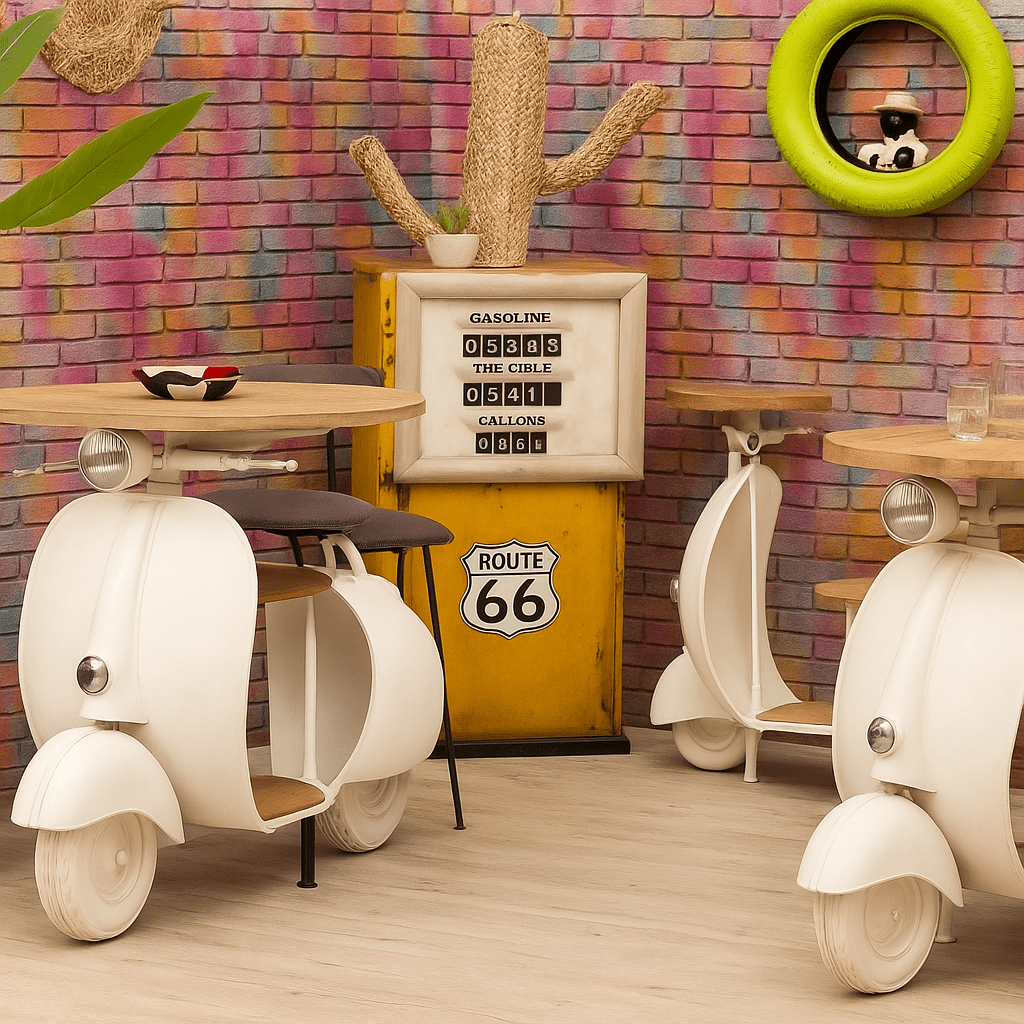 Mesa de bar alta vintage Scooter 90Ø - Vintahome