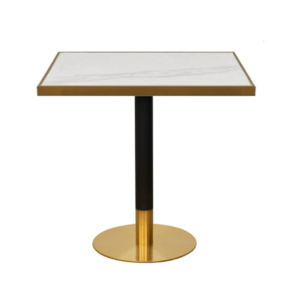 Mesa de bar inox dorado negro piedra sinterizada 70 - 80 cms - Vintahome