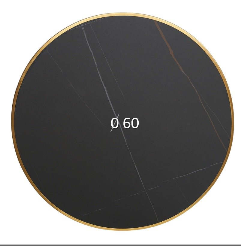 Plateau de table bar rond vintage avec anneau doré D60-70