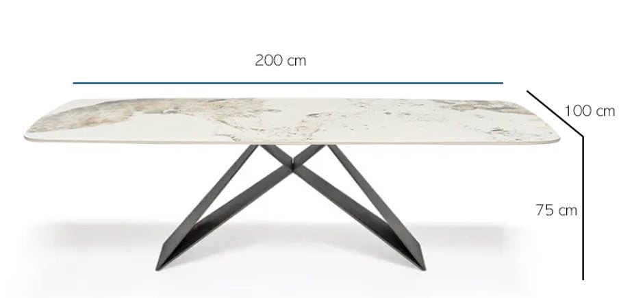 Mesa de comedor 200x100 piedra sinterizada y acero MOON - Vintahome