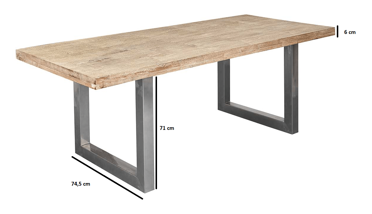 Mesa de jantar 220 cm madeira e aço Palma