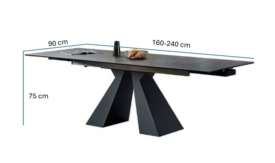 Mesa de comedor extensible 160/240 cm piedra sinterizada Luky - Vintahome