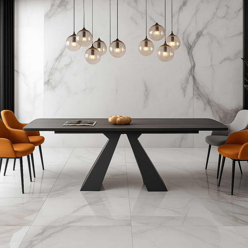 Mesa de comedor extensible 160/240 cm piedra sinterizada Luky - Vintahome