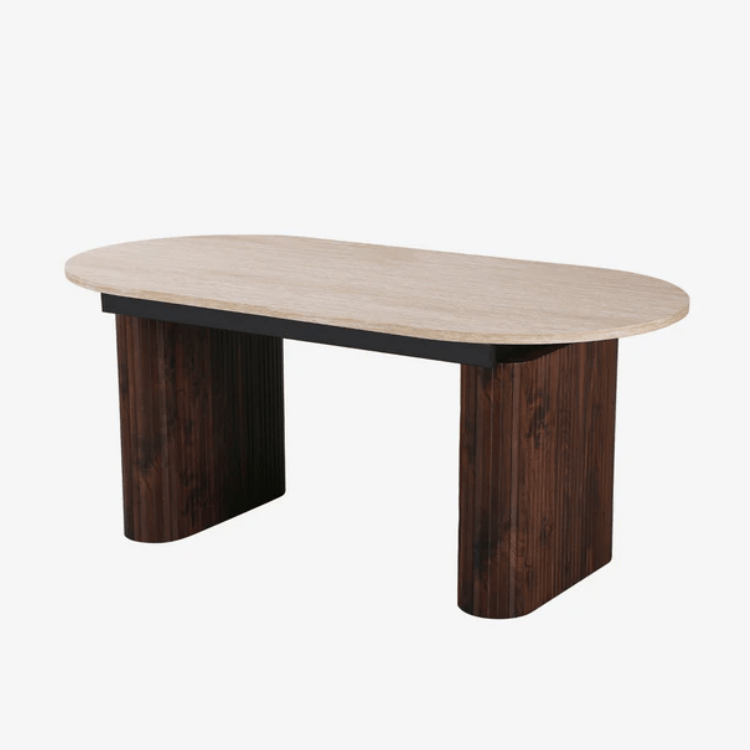 Mesa de comedor extensible ovalada Travertino - nogal 180 - 230 cms - Vintahome