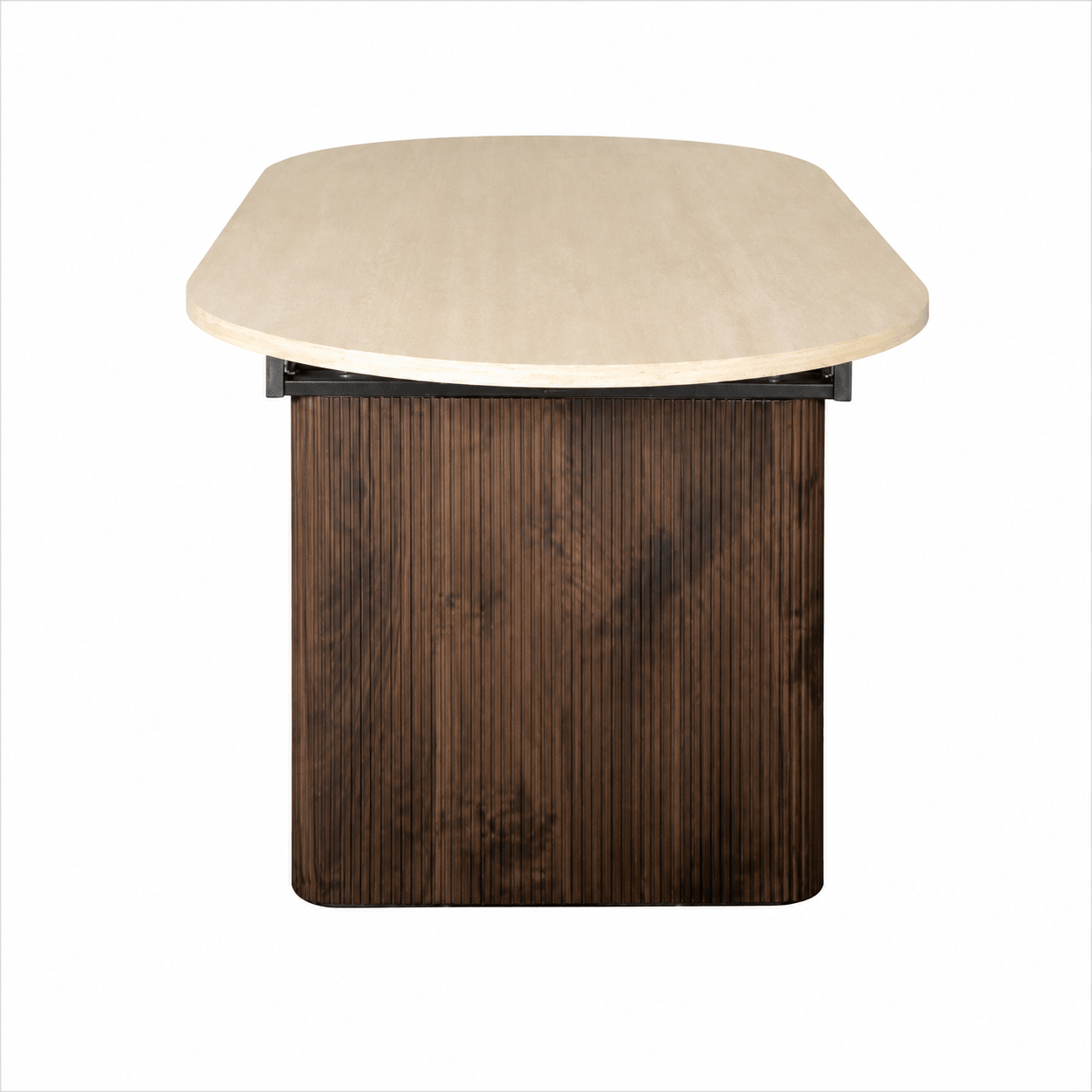 Mesa de comedor extensible ovalada Travertino-nogal 180-230 cms - Vintahome