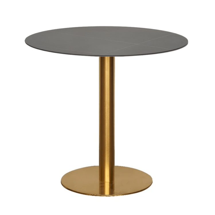 Runder Esstisch aus gesintertem Stein aus goldenem Edelstahl D80 - 90 - 100 - Vintahome