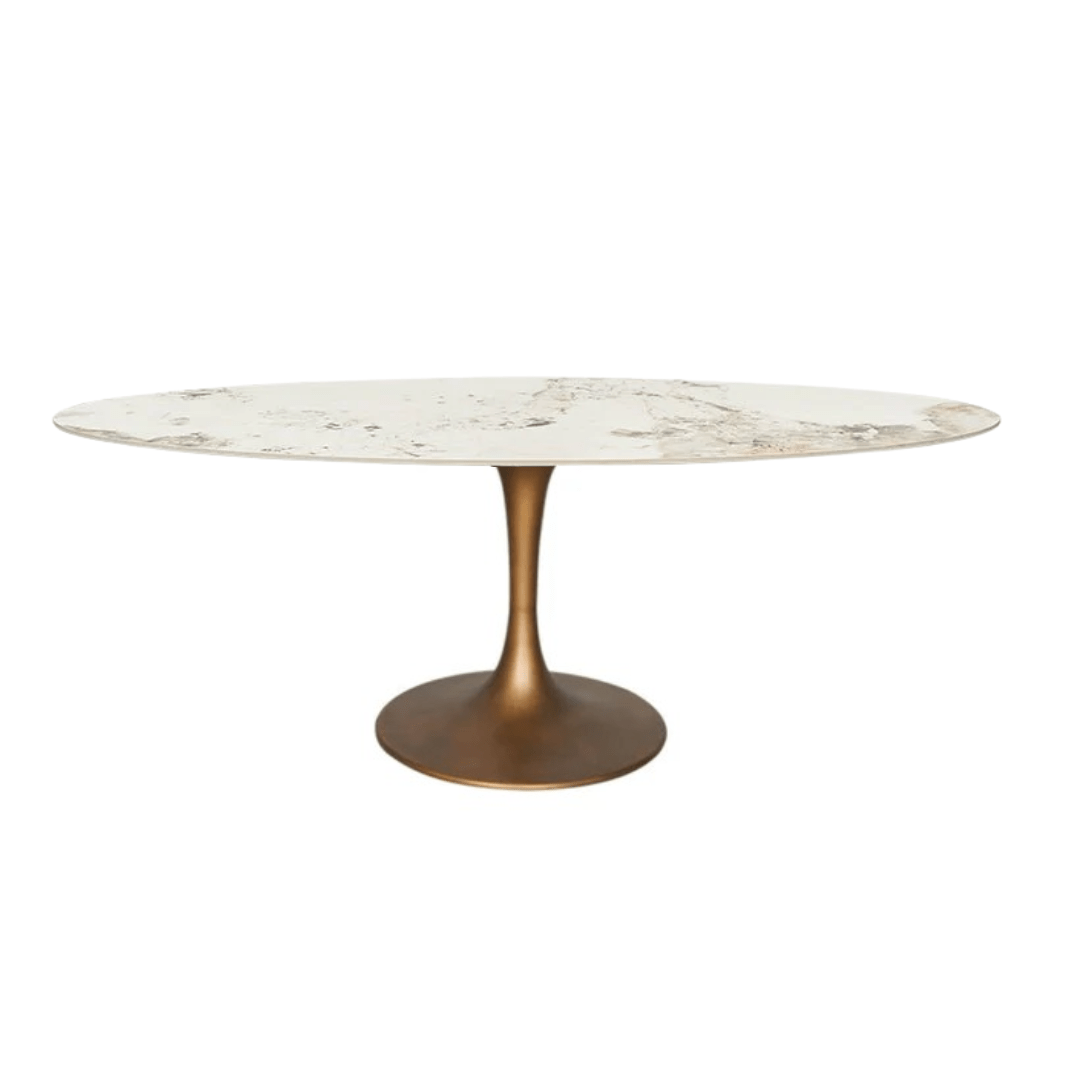 Mesa de comedor oval tuli cobre piedra sinterizada 160 - Vintahome