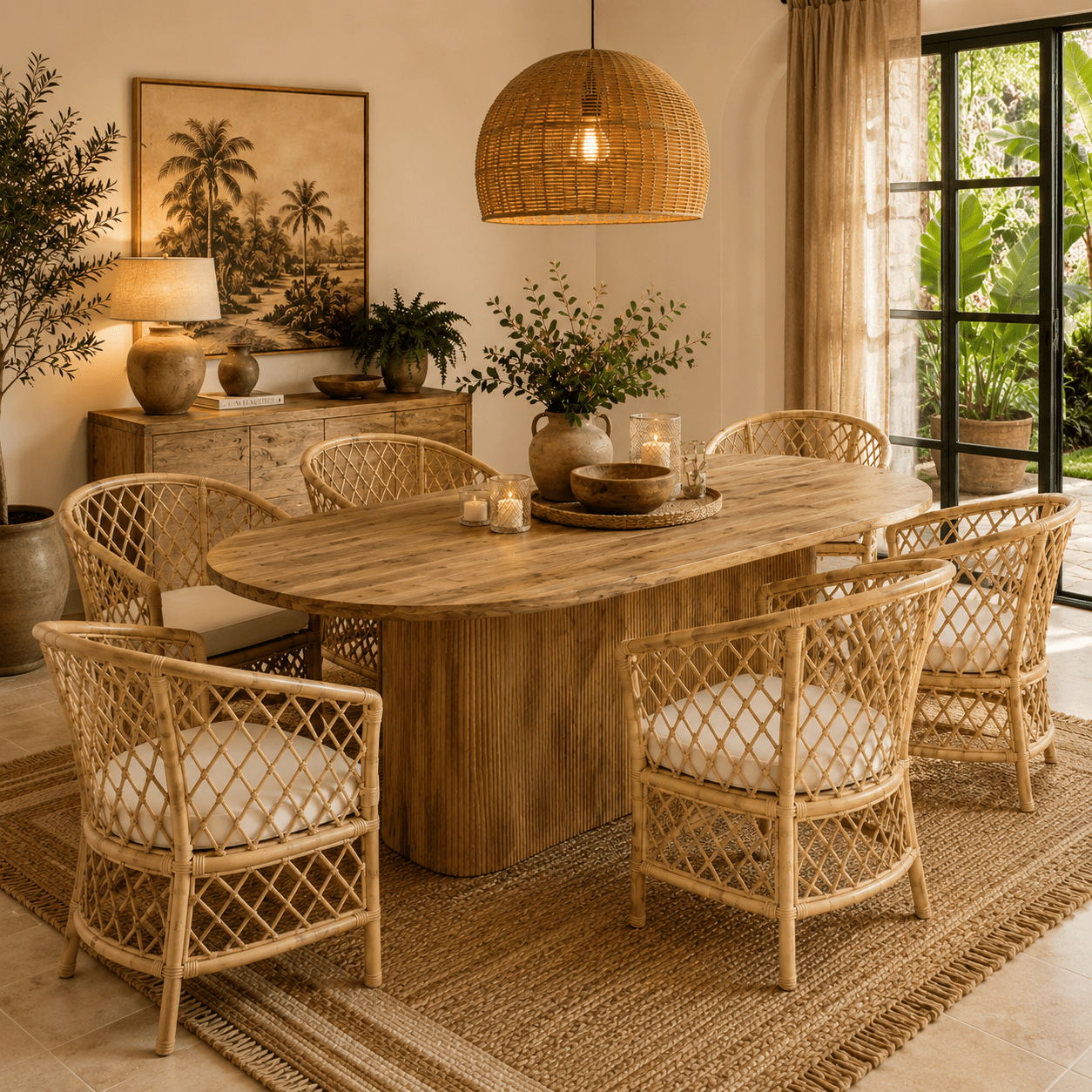Mesa de comedor ovalada 200x100 madera mango Timbal - Vintahome