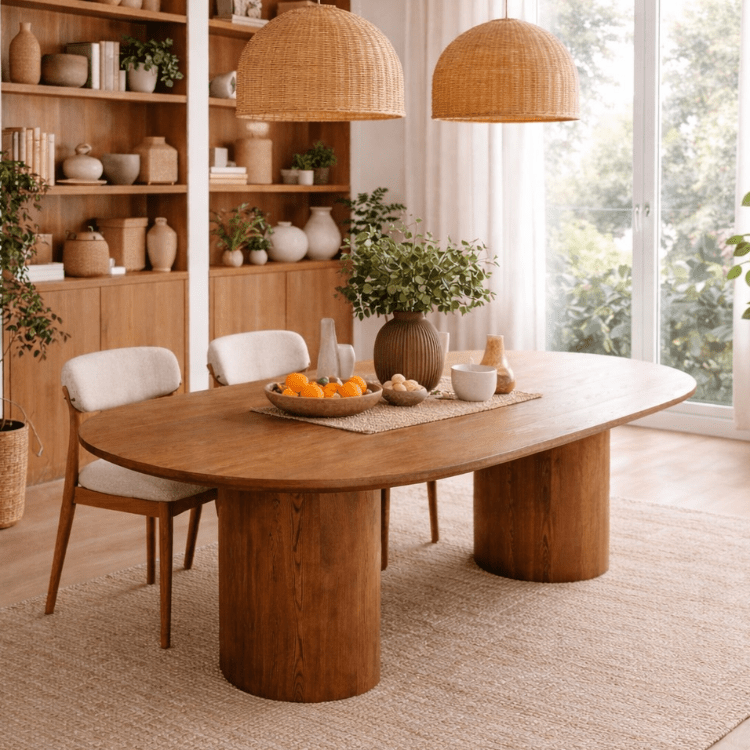 Mesa de comedor ovalada Alba madera nogal 200 - Vintahome