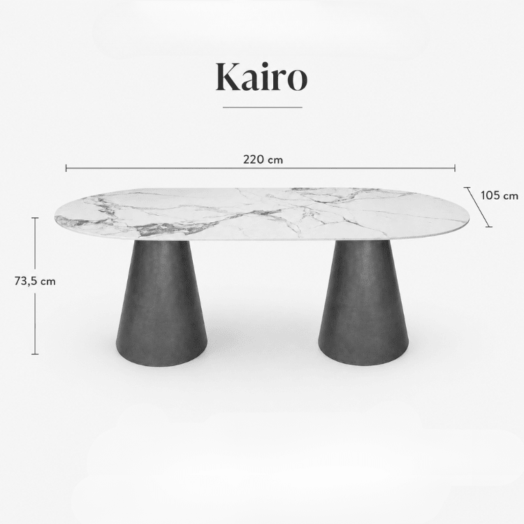 Ovaler Esstisch Kairo 220 aus gesintertem Stein - Vintahome
