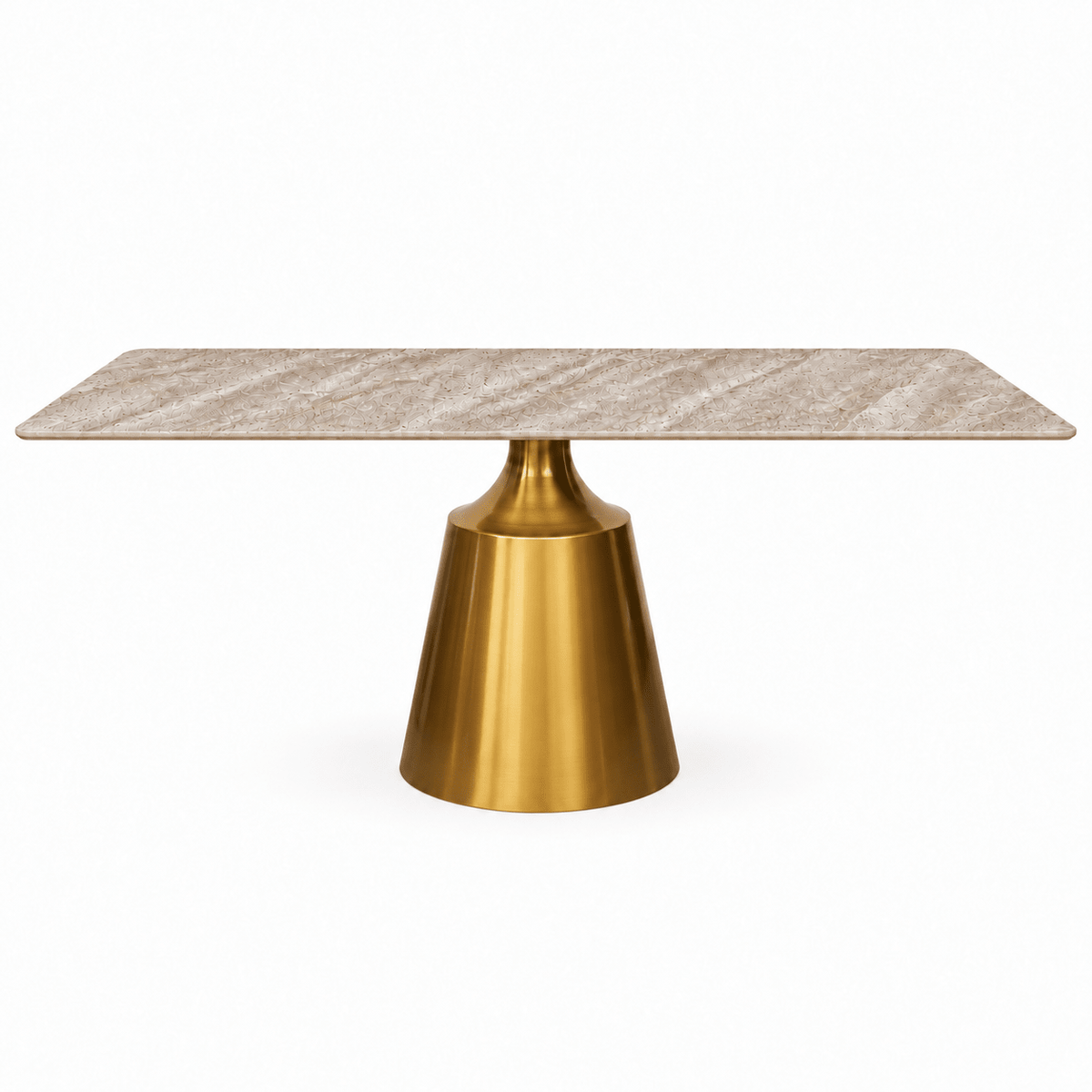 Mesa de comedor rectangular 180x90 dorado Onix piedra sinterizada - Vintahome