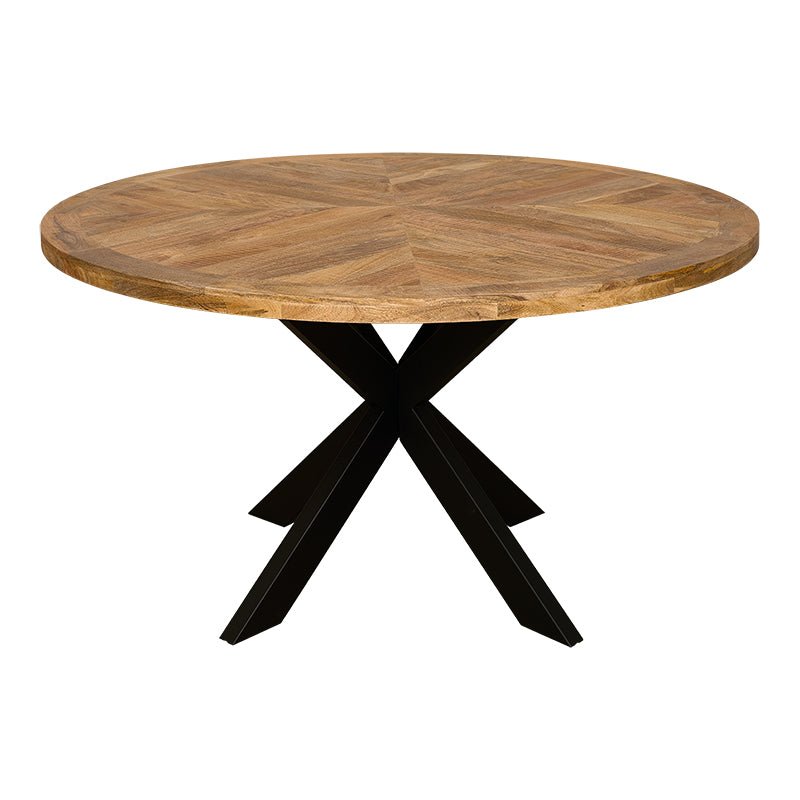 Mesa de comedor redonda de estilo industrial madera de mango Palco 140 - Vintahome