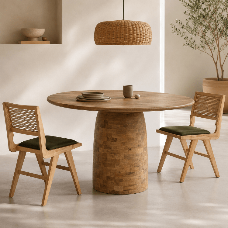 Mesa de comedor redonda en madera de mango D120 Galón - Vintahome