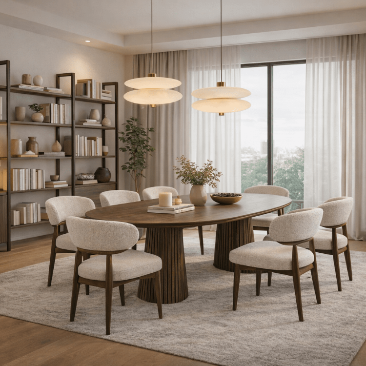 Mesa de comedor redonda extensible 120–160–200 Eleganza nogal - Vintahome